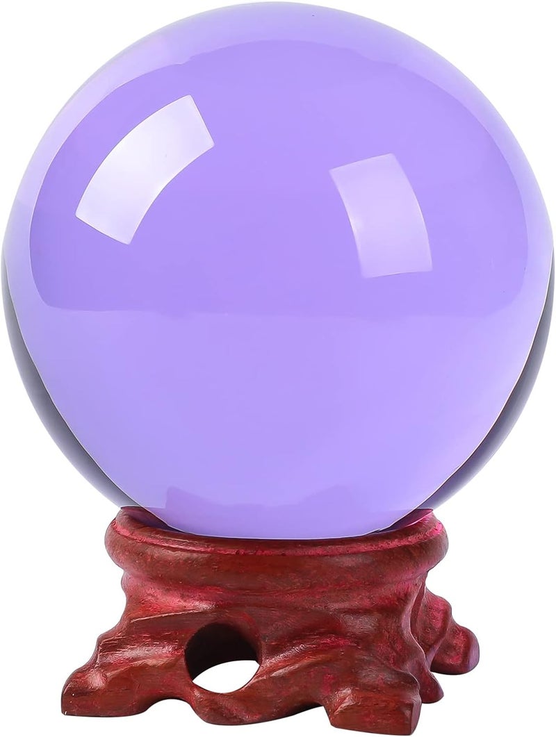 Modaier Purple Crystal Ball 60mm Crystal Ball with Wooden Stand and Gift Box for Magic,lensball Photography,Family Decorative,Fortune Teller,Feng Shui,Witchcraft,Witchy Gifts,Witch Decor,and Halloween Decor - Image 1